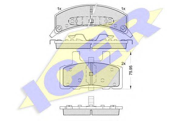Комплект тормозных колодок, дисковый тормоз ICER 141563