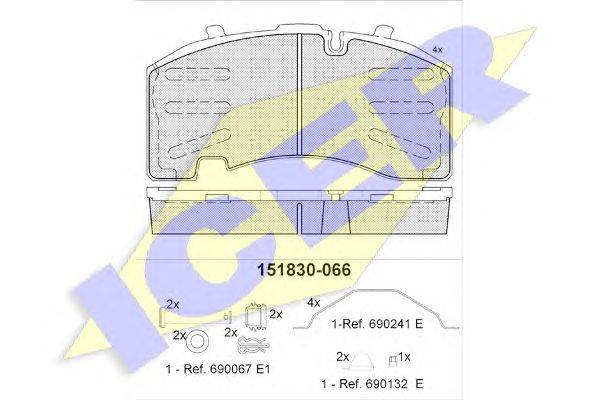 Комплект тормозных колодок, дисковый тормоз ICER 151830066