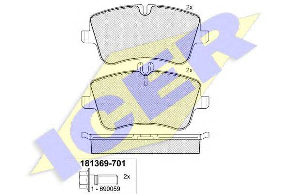Комплект тормозных колодок, дисковый тормоз ICER 181369-701