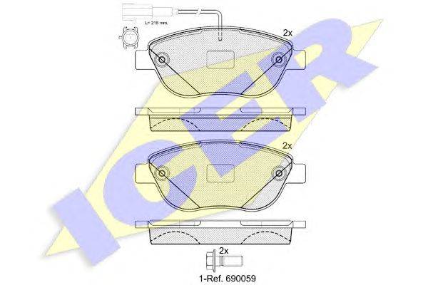 Комплект тормозных колодок, дисковый тормоз ICER 181440-203