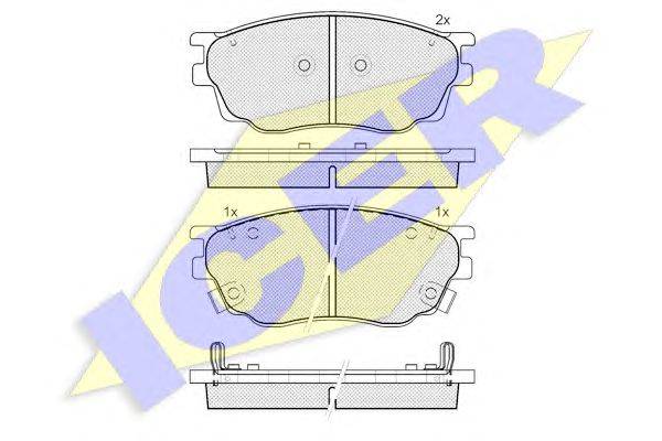 Комплект тормозных колодок, дисковый тормоз ICER 181542