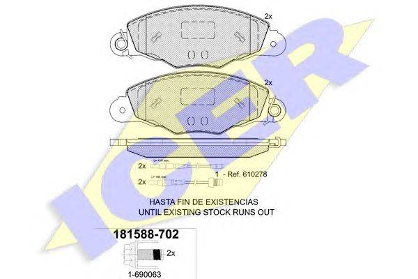 Комплект тормозных колодок, дисковый тормоз ICER 21987