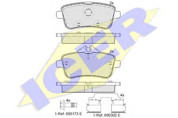 Комплект тормозных колодок, дисковый тормоз ICER 182072-200
