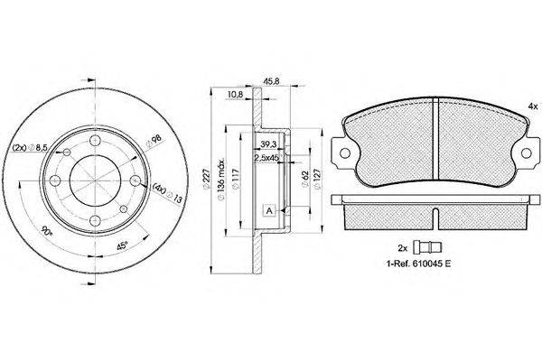 Комплект тормозов, дисковый тормозной механизм ICER 30418-5812