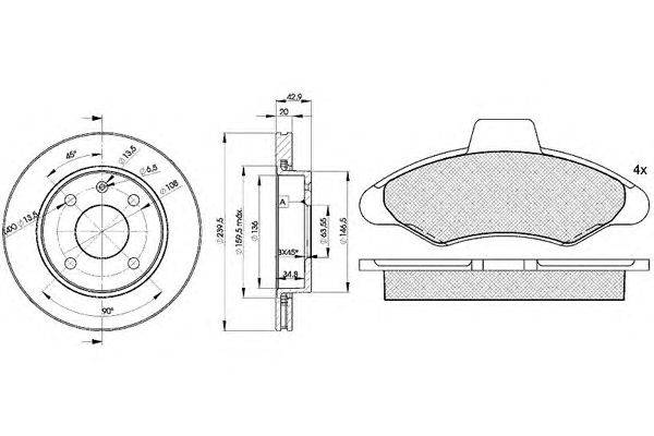 Комплект тормозов, дисковый тормозной механизм ICER 307901064