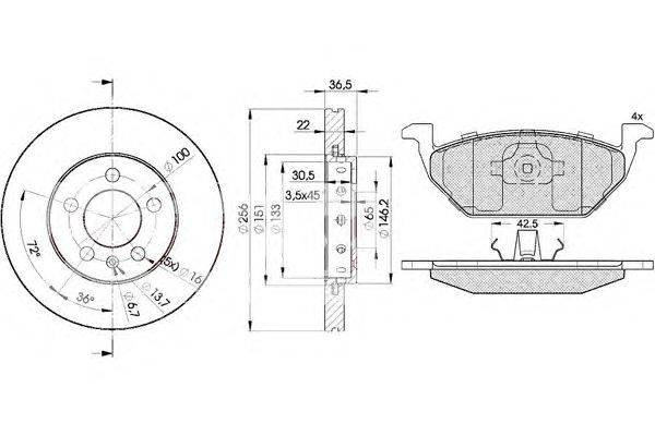 Комплект тормозов, дисковый тормозной механизм ICER 31184-5602