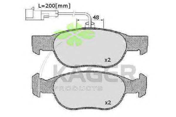 Комплект тормозных колодок, дисковый тормоз KAGER 35-0015