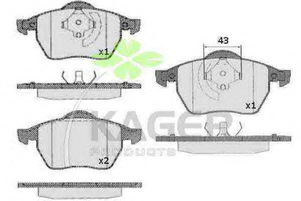 Комплект тормозных колодок, дисковый тормоз KAGER 35-0213
