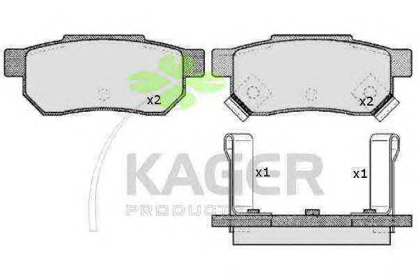 Комплект тормозных колодок, дисковый тормоз KAGER 350301