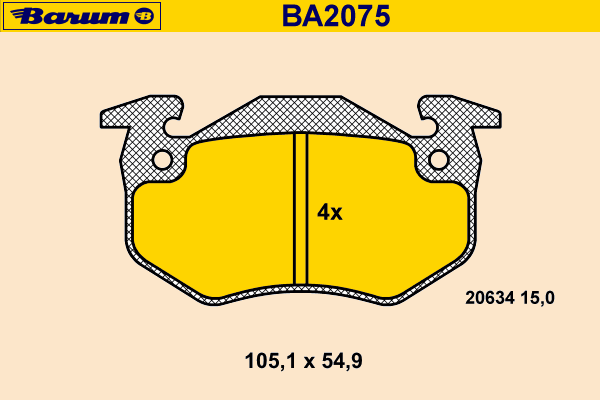 Комплект тормозных колодок, дисковый тормоз BARUM 20634