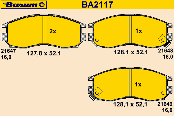 Комплект тормозных колодок, дисковый тормоз BARUM 21648