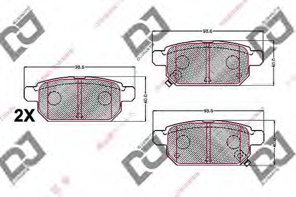 Комплект тормозных колодок, дисковый тормоз DJ PARTS BP2214