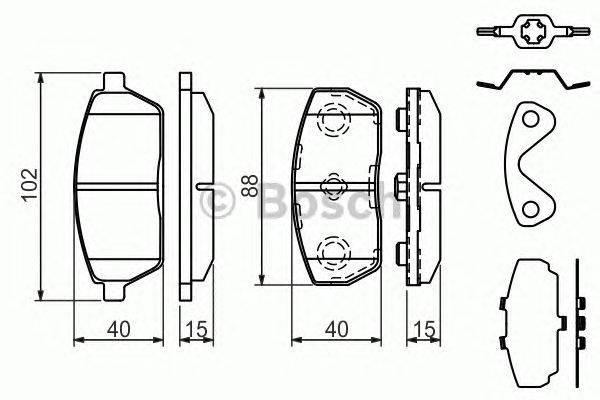 Комплект тормозных колодок, дисковый тормоз BOSCH 23303