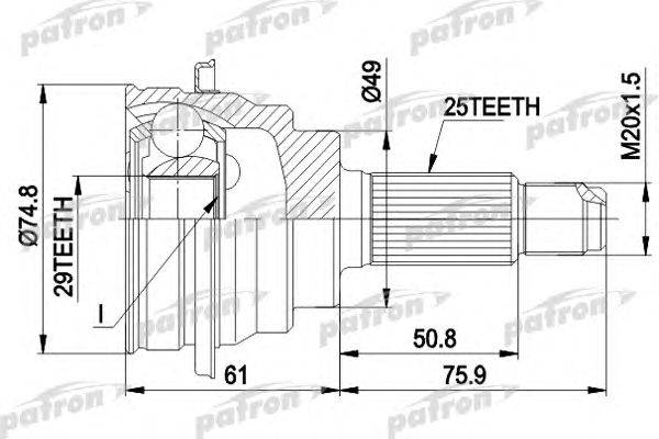 Шарнирный комплект, приводной вал PATRON PCV1039