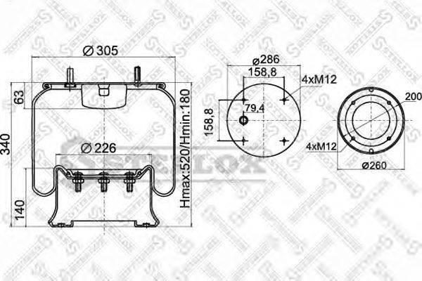 Кожух пневматической рессоры STELLOX 1D28A2