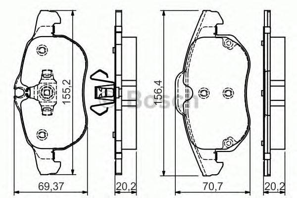 Комплект тормозных колодок, дисковый тормоз BOSCH 0 986 495 053