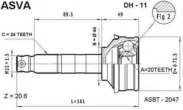 Шарнирный комплект, приводной вал ASVA DH-11