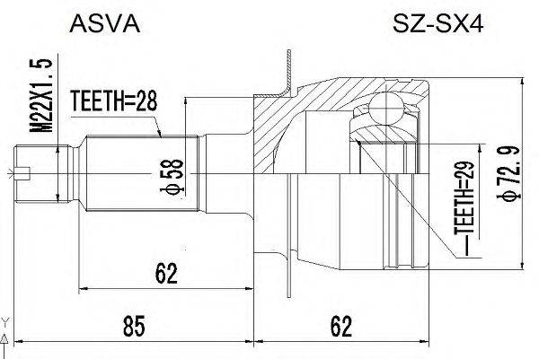 Шарнирный комплект, приводной вал ASVA SZ-SX4