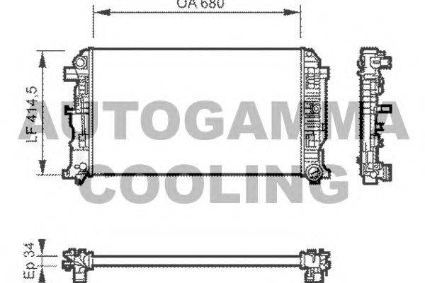 Радиатор, охлаждение двигателя AUTOGAMMA 104536