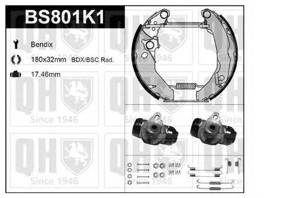 Комплект тормозов, барабанный тормозной механизм QUINTON HAZELL BS801K1
