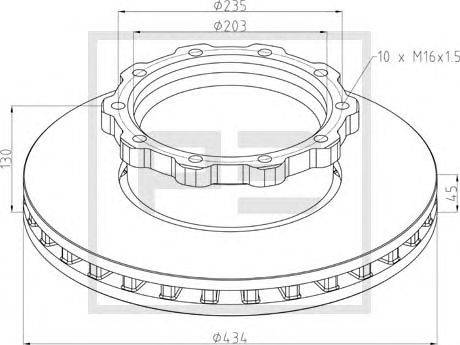 Тормозной диск PE Automotive 146.206-00A