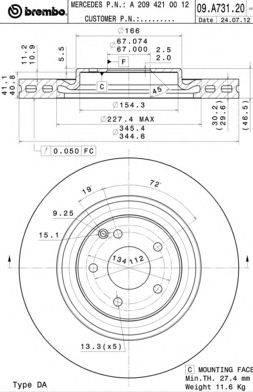 Тормозной диск BREMBO 09.A731.21