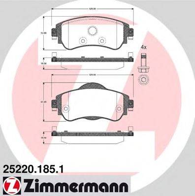 Комплект тормозных колодок, дисковый тормоз ZIMMERMANN 252201851