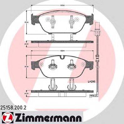 Комплект тормозных колодок, дисковый тормоз ZIMMERMANN 251582002
