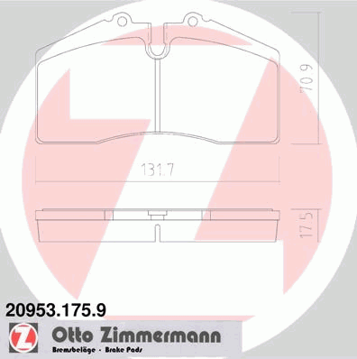 Комплект тормозных колодок, дисковый тормоз ZIMMERMANN 20953.175.9