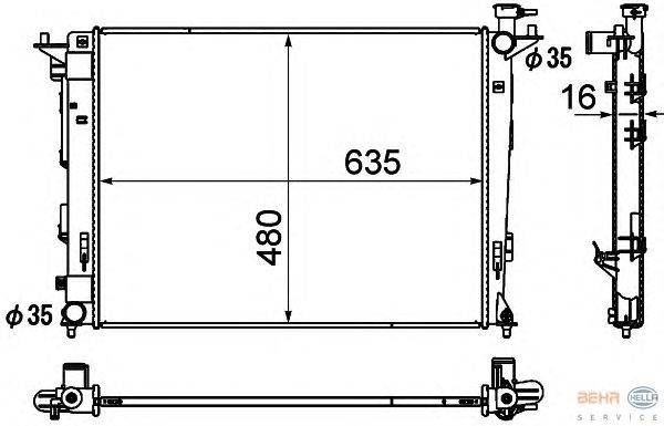 Радиатор, охлаждение двигателя BEHR HELLA SERVICE 8MK 376 790-441