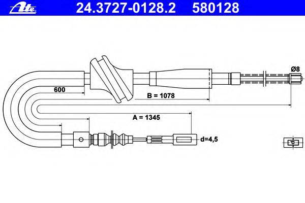 Трос, стояночная тормозная система ATE 24.3727-0128.2