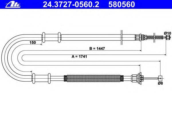 Трос, стояночная тормозная система ATE 24.3727-0560.2