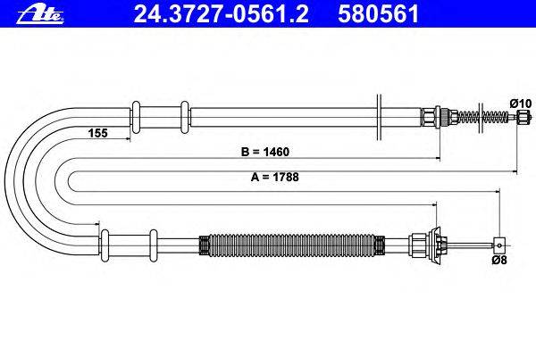 Трос, стояночная тормозная система ATE 24.3727-0561.2
