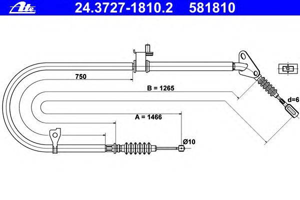 Трос, стояночная тормозная система ATE 24.3727-1810.2