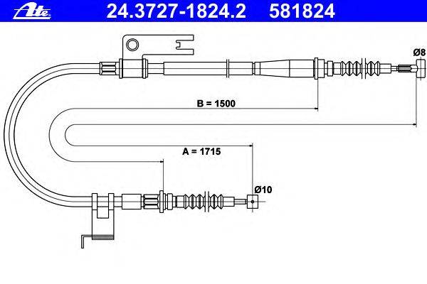 Трос, стояночная тормозная система ATE 24.3727-1824.2