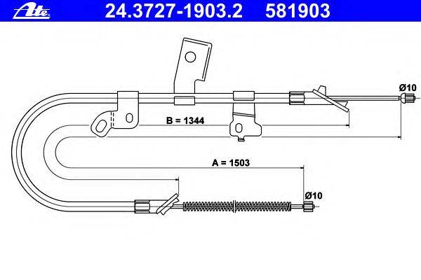 Трос, стояночная тормозная система ATE 24.3727-1903.2