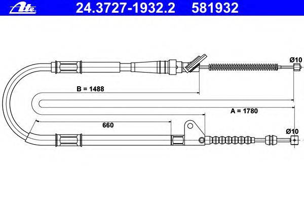 Трос, стояночная тормозная система ATE 24.3727-1932.2