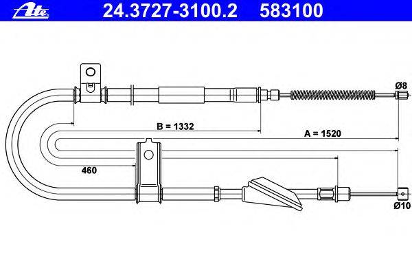 Трос, стояночная тормозная система ATE 24.3727-3100.2