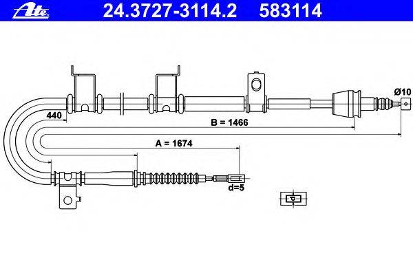 Трос, стояночная тормозная система ATE 24.3727-3114.2