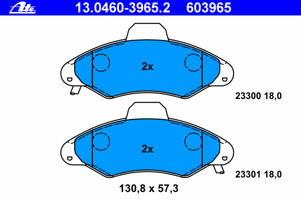 Комплект тормозных колодок, дисковый тормоз ATE 13046039652