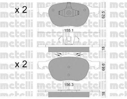 Комплект тормозных колодок, дисковый тормоз METELLI 2205341