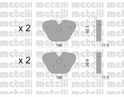 Комплект тормозных колодок, дисковый тормоз METELLI 2209200