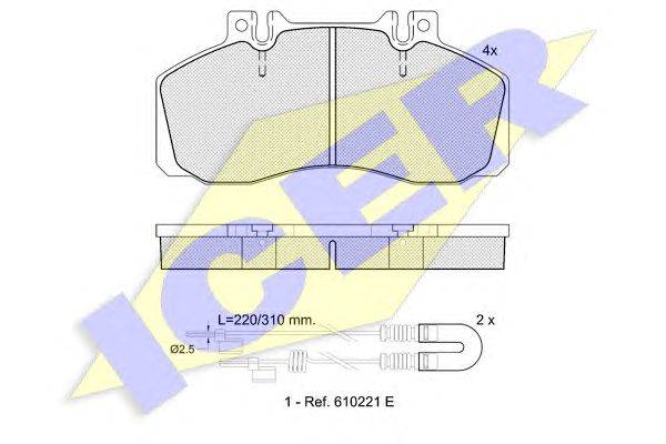 Комплект тормозных колодок, дисковый тормоз ICER 150722