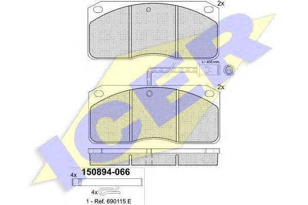 Комплект тормозных колодок, дисковый тормоз ICER 150894