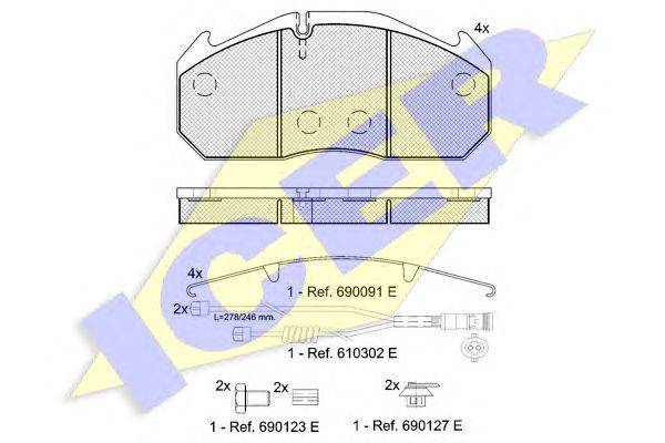 Комплект тормозных колодок, дисковый тормоз ICER 151040-120