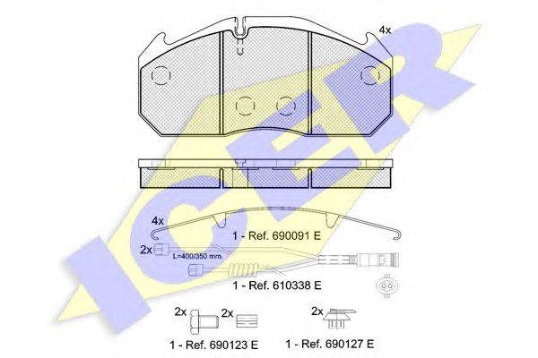Комплект тормозных колодок, дисковый тормоз ICER 151040-127