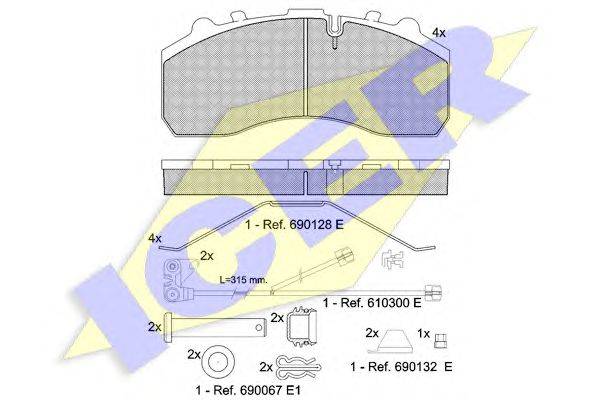 Комплект тормозных колодок, дисковый тормоз ICER 151194117