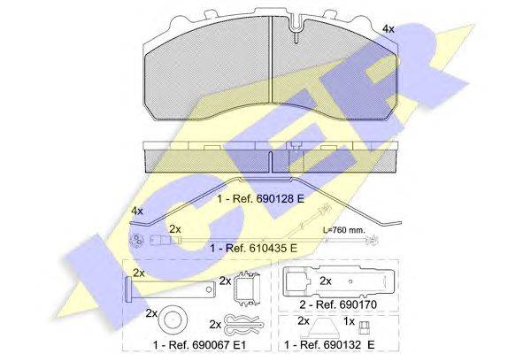 Комплект тормозных колодок, дисковый тормоз ICER 151194-225