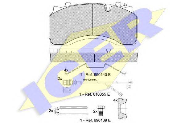 Комплект тормозных колодок, дисковый тормоз ICER 151430-122