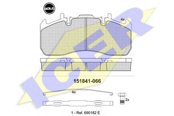 Комплект тормозных колодок, дисковый тормоз ICER 151841-066